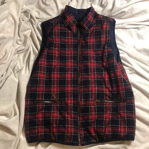 Brand-copper key color-black, red and navy blue item- vest/coat has two pockets.
